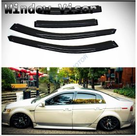 D&O MOTOR 4pcs Front+Rear JDM Smoke Sun/Rain Guard Outside Mount Tape-On Window Visors for 04-08 Acura TL