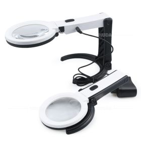 Desktop Folding Handheld Magnifying Glass Folding With Ten Lights External Power Supply Led Magnifying Glass (Option: 3B 1D American Standard)