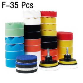 Car Beauty Polishing Disc Wool Pad Flat Wave Sponge Wool Ball (Option: 35piece set)